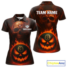 Load image into Gallery viewer, Funny Pumpkin 8 Ball Pool Billiard Shirt For Women Custom Halloween Billiard Team Shirt Outfit TDM4889