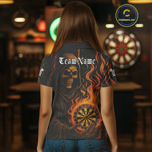 Load image into Gallery viewer, Personalized Flaming Grim Reaper Darts Shirt For Women Custom Dart Jersey Funny Halloween Dart Gift TDM4909