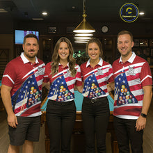 Load image into Gallery viewer, Personalized American Flag Billiard Shirt For Men Custom Patriotic Pool Team Jersey Polo &amp; 1/4 Zip TDM5610