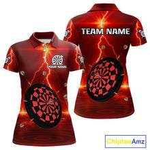 Load image into Gallery viewer, Personalized Dartboard Thunder Lightning Red Darts Shirt For Women Custom Glowing Darts Team Jersey TDM4919