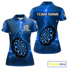Load image into Gallery viewer, Personalized Dartboard Thunder Lightning Blue Darts Shirt For Women Custom Glowing Darts Team Jersey TDM4920