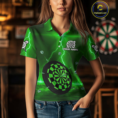 Personalized Dartboard Thunder Lightning Green Darts Shirt For Women Custom Glowing Darts Jersey TDM4921