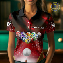 Load image into Gallery viewer, Red Billiard Jersey For Women Custom 3D Billiard Tournament Shirt, Pool Team Jersey Polo &amp; 1/4 Zip TDM4931