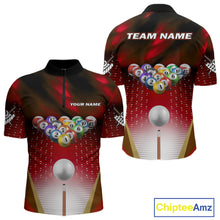 Load image into Gallery viewer, Red Billiard Jersey For Men Custom 3D Billiard Tournament Shirt, Pool Team Jersey Polo &amp; 1/4 Zip TDM4931