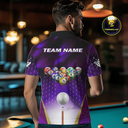 Purple Billiard Jersey For Men Custom Billiard Tournament Shirt, Pool Team Jersey Polo & 1/4 Zip TDM4932