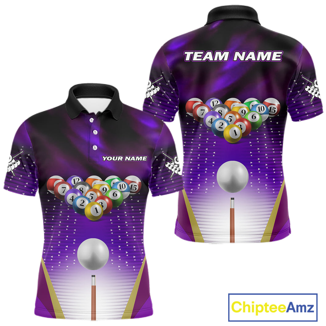 Purple Billiard Jersey For Men Custom Billiard Tournament Shirt, Pool Team Jersey Polo & 1/4 Zip TDM4932