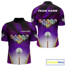 Load image into Gallery viewer, Purple Billiard Jersey For Men Custom Billiard Tournament Shirt, Pool Team Jersey Polo &amp; 1/4 Zip TDM4932