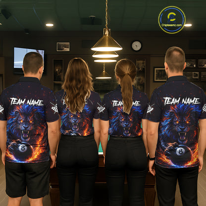 Personalized Billiard Fire Lion 8 Ball Pool Shirt For Women, Billiard Team Jersey Polo & 1/4 Zip TDM5660