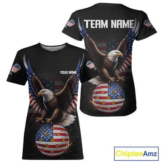 USA Flag 250th Anniversary Eagle Pickleball Shirt For Women Patriotic Pickleball Apparel