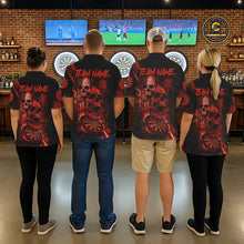 Load image into Gallery viewer, Custom Red Smokes Grunge Skull Men Darts Polo Shirt US Flag Skull Dart League Jerseys NYN2123