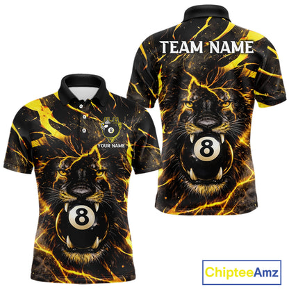 Black And Yellow Tiger Crown 8 Ball Pool Billiard Shirt For Men Personalized Billiard Team Apparel NYN2632
