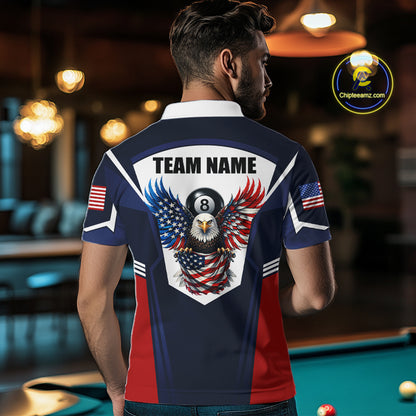 250 Years Freedom Eagle 8 Ball 9 Ball Pool Men Billiard Shirt Custom American Flag Billiard Apparel NYN2634