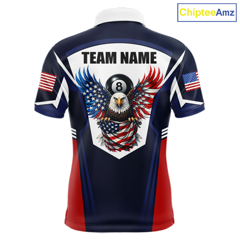 250 Years Freedom Eagle 8 Ball 9 Ball Pool Men Billiard Shirt Custom American Flag Billiard Apparel NYN2634