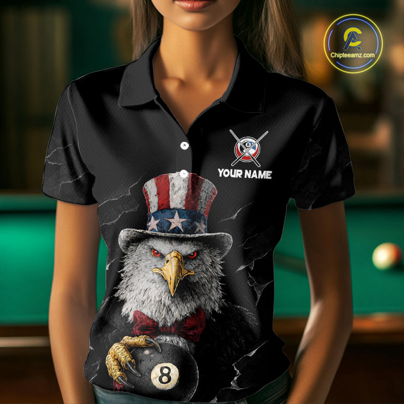 Red Dripping Patriotic Funny Eagle 8 Ball Women Billiard Pool Shirt Personalized Billiard Team Jerseys NYN2772