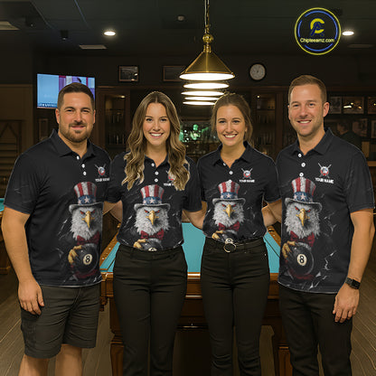 Red Dripping Patriotic Funny Eagle 8 Ball Men Billiard Pool Shirt Personalized Billiard Team Jerseys NYN2772