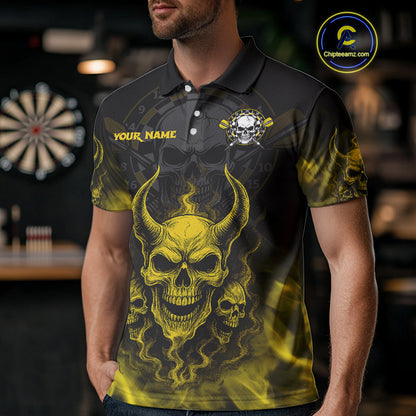 Yellow Smokes Skulls Dart Arrows Custom Dart Shirts For Men, Dart Team Jerseys NYN0086