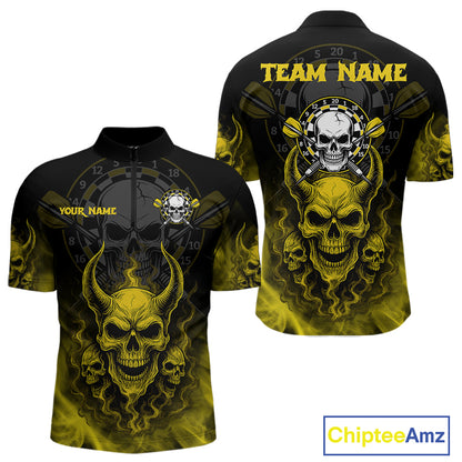 Yellow Smokes Skulls Dart Arrows Custom Dart Shirts For Men, Dart Team Jerseys NYN0086