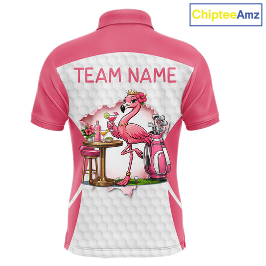 Mens Funny Golf Shirts Pub Flamingo Golf Clothing Custom Golf Team Polo, Golf Upf Shirts NYN2997