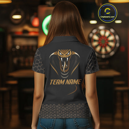 Dark Brown Cobra & Dart Arrow Women's Darts Shirt - Custom Name For Darts Jersey NYN0443