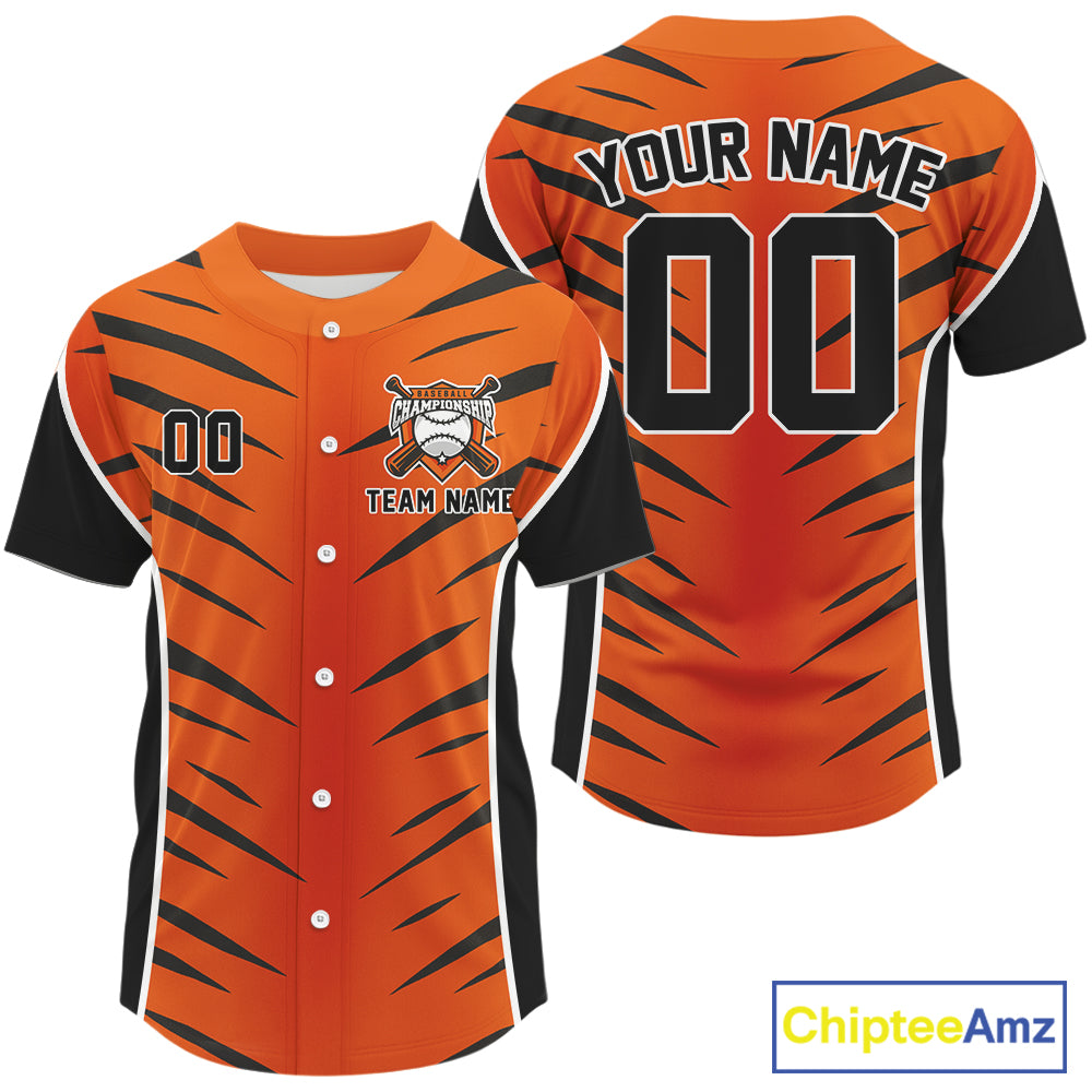 Custom Black Orange Stripes Baseball Shirt Personalized Baseball Jerseys For Men NYN1580