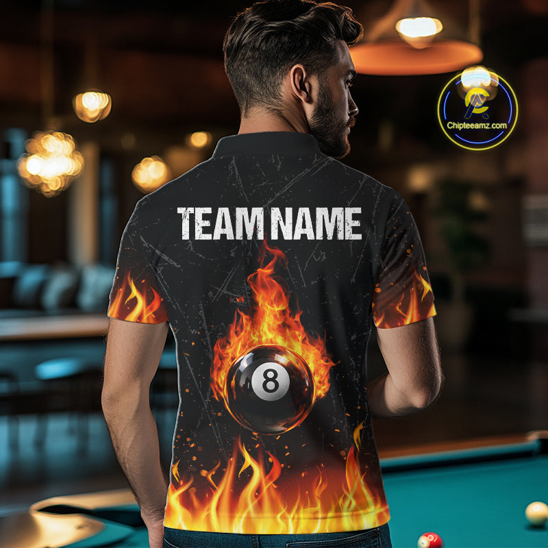 Funny Skulls Flame 8 Ball Men Billiard Team Shirts Custom Pool Ball Billiard Shirt Designs NYN2403