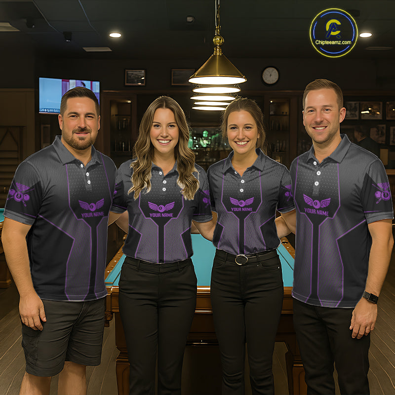 Thunder Purple 8 Ball Pool Men Billiard Polo & 1/4-Zip Jersey Custom Billiard Shirt Designs NYN2410