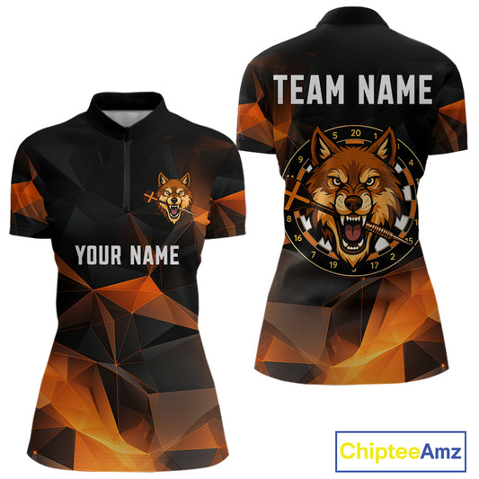 Orange Abstract Pattern Custom Wolf Dartboard Dart Shirt For Women, Dart Jerseys NYN0099