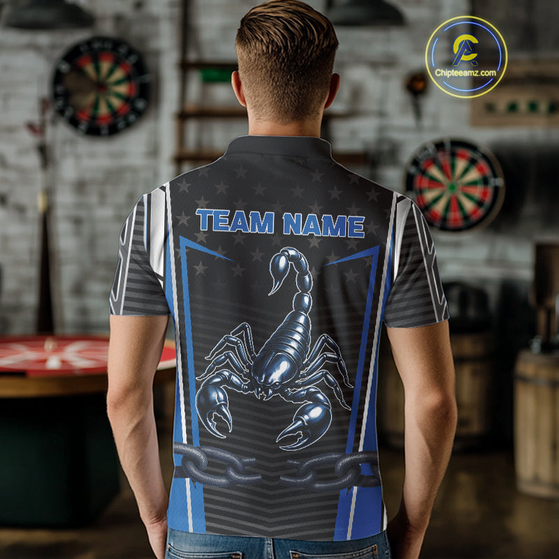Flame Dart Arrow & Scorpion Men's Darts Shirt - Custom Name For Blue Darts Jersey NYN0455