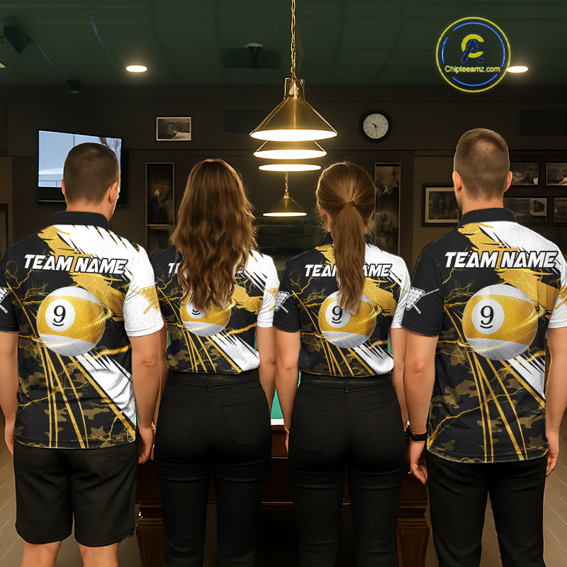 Lightning Yellow Billiard 8 Ball & 9 Ball Pool Shirt For Women Custom Camo Billiard Team Jersey NYN3424