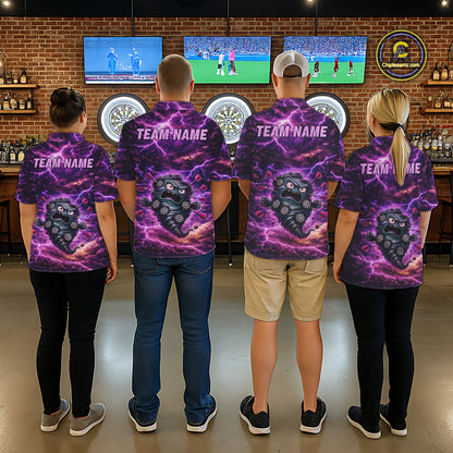 Purple Funny Scary Tornado Dartboard & Arrow Women Darts Polo Shirt Custom Dart League Shirts NYN2643