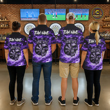 Load image into Gallery viewer, Thunder Purple Cracked Crown Skull Dartboard Men Darts Polo Shirt Custom Dart League Shirt NYN2645