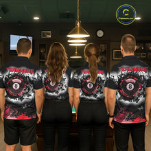 Load image into Gallery viewer, Black, White &amp; Red Billiard 8 Ball Pool Shirt For Men Custom Butterfly Grunge Team Billiard Jersey NYN3439