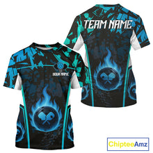 Load image into Gallery viewer, Custom Black Grunge Blue Flames Pickleball Ball Jerseys Men Pickleball Paddle Team Shirts NYN2160
