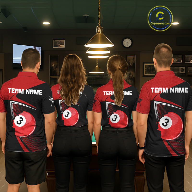 Red Crack Ball Pool Men Billiard Polo & 1/4-Zip Shirt Personalized Balls Billiard Gifts NYN2413
