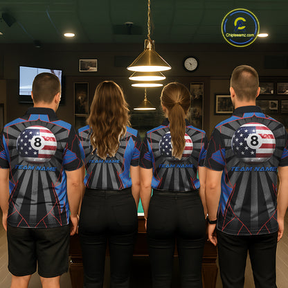 Custom US Flag 8 Ball Pool Team Shirt Personalized Men Billiard Polo & 1/4-Zip Attire Gifts NYN2417