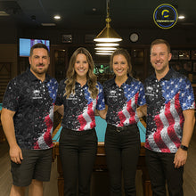 Load image into Gallery viewer, Debris US Flag 8 Ball Pool Polo &amp; 1/4-Zip Shirt For Women Personalized Balls Billiard Gifts NYN2422