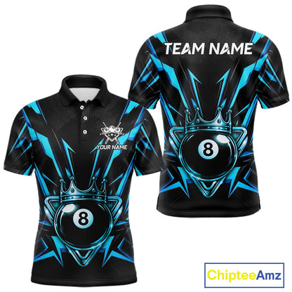 Black And Blue Crown 8 Ball Pool Polo & 1/4-Zip Shirt For Men Personalized Ball Billiard Gifts NYN2424