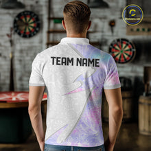 Load image into Gallery viewer, Personalized Pink-Purple Holographic Dartboard Men Darts Polo &amp; 1/4-Zip Shirts Dart Team Jerseys NYN2813