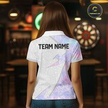 Load image into Gallery viewer, Personalized Pink-Purple Holographic Dartboard Women Darts Polo &amp; 1/4-Zip Shirts Dart Team Jerseys NYN2813