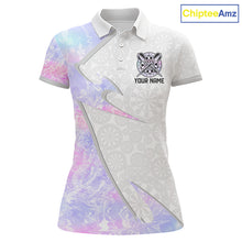 Load image into Gallery viewer, Personalized Pink-Purple Holographic Dartboard Women Darts Polo &amp; 1/4-Zip Shirts Dart Team Jerseys NYN2813