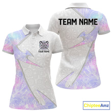 Load image into Gallery viewer, Personalized Pink-Purple Holographic Dartboard Women Darts Polo &amp; 1/4-Zip Shirts Dart Team Jerseys NYN2813