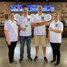 Load image into Gallery viewer, Personalized Pink-Purple Holographic Dartboard Women Darts Polo &amp; 1/4-Zip Shirts Dart Team Jerseys NYN2813