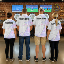 Load image into Gallery viewer, Personalized Pink-Purple Holographic Dartboard Women Darts Polo &amp; 1/4-Zip Shirts Dart Team Jerseys NYN2813