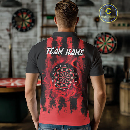 Red Flames Arround Dartboards Custom Dart Shirt For Men, Dart Team Jerseys NYN0236