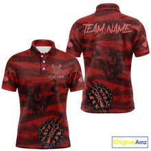 Load image into Gallery viewer, Custom Red Grunge Wolf Torn Dartboard Men Darts Polo Shirt Wolf Dart League Jerseys NYN2166