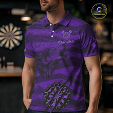 Load image into Gallery viewer, Custom Purple Grunge Wolf Torn Dartboard Men Darts Polo Shirt Wolf Dart League Jerseys NYN2167