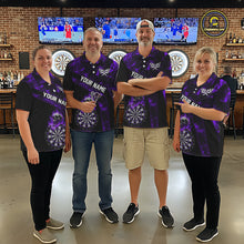 Load image into Gallery viewer, Custom Black &amp; Purple Flaming Skull Darts Polo Shirt For Men Skull Dart League Jerseys NYN2170