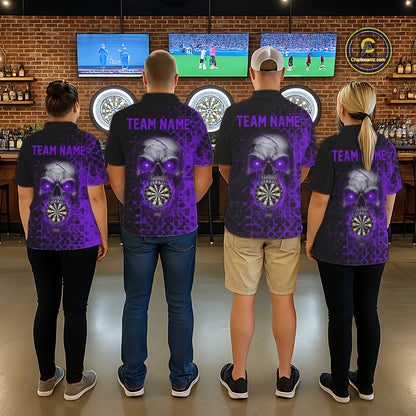 Custom Purple Dripping Skull Darts Polo Shirt For Women Fire Flame Skull Dart League Jerseys NYN2174