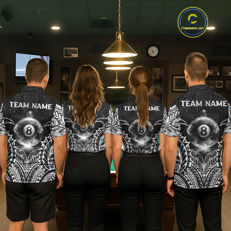 White Tribal Smoke 8 Ball Pool Women Polo & 1/4-Zip Shirt Personalized 3D Ball Billiard Gifts NYN2426