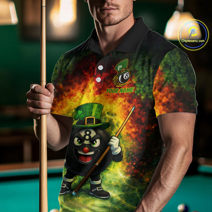 Red & Green Shamrock Thunder Funny Pool 8 Ball Men Billiard Shirt Personalized Balls Billiard Shirts NYN2653